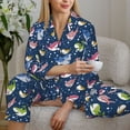thumbnail image 6 of Honeii Colorful Cartoon Shark print Women's Pajama Sets Long Sleeve Button Down Sleepwear Nightwear Soft Pjs Lounge Sets-Large, 6 of 7