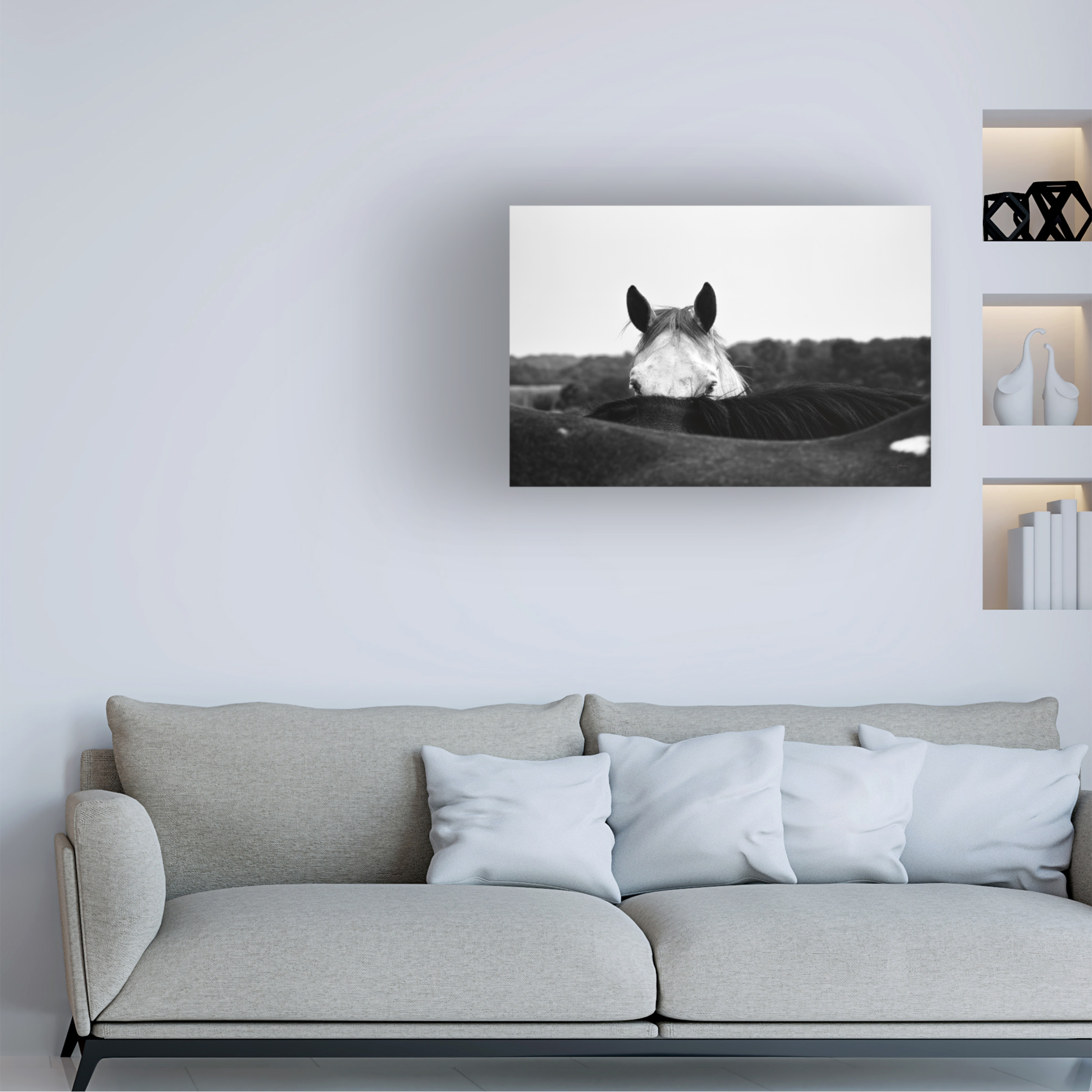 Trademark Fine Art 'Flirt White Horse' Canvas Art by Aledanda
