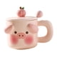 thumbnail image 3 of Taza de café de cerámica, taza de té, reutilizable, para el hogar, con tapa y asa, taza de café, taza de leche Cerdo rosa, 3 of 9