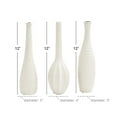 thumbnail image 5 of CosmoLiving by Cosmopolitan 3"W, 12"H Slim Textured Bottleneck White Ceramic Vase with Varying Patterns, Set of 3, 5 of 11