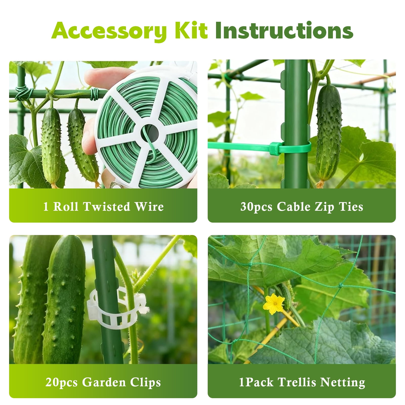 LANDLIT Cucumber Trellis for Raised Bed, 63x63x45 Inch U-Shape Garden Trellis for Climbing Plants & Vegetables | Metal Arch Vegetables Trellis, Plant Support for Grape Vine Squash Peas Flower