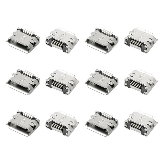 12 Pcs Micro U Type B Female Connector 180 Degree 5-Pin Micro U Connector Socket SMT Solder Connector