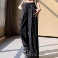 thumbnail image 4 of LEBONYARD Wide Leg Pants for Women,Women's Mid-waist Pocket Overalls Casual Pants In Spring and Summer Black S, 4 of 7
