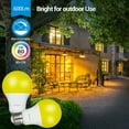 thumbnail image 3 of DEWENWILS Yellow LED Light Bulbs,Amber Glow Outdoor Bug LED Bulbs for Porch Outdoor Light Fixture, 9W(60W Equivalent) 600LM 2400K E26 Medium Base,UL Listed,4-Pack, 3 of 7