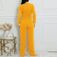 thumbnail image 5 of QATAINLAV Women's Long Sleeve Lapel V Neck Jumpsuits Fashion Colorblock Business Casual Outfits Belted Nightclub Party Rompers, Yellow, XXL, 5 of 8