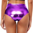 thumbnail image 3 of Women's High Waisted Metallic Booty Shorts,Rave Dancing Hot Pants,Clubwear with Elastic Waist for Summer Parties, 3 of 6