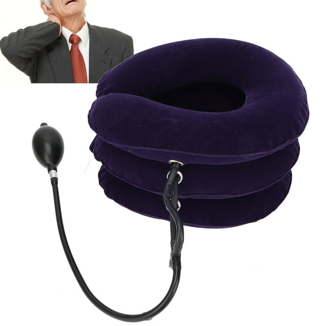 Fyydes Neck Traction Device,Inflate Neck Traction,Purple Cervical Neck Traction Inflate Device Elderly Neck Stretcher Neck Support Brace