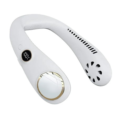 

HZEWLS 2000mAh LED Digital Air Cooling Hanging Neck Bladeless Sports Fans (White)
