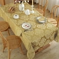 thumbnail image 4 of Damask Gold Tablecloth for Rectangle Tables Floral Jacquard Spill Proof Washable Polyester Table Cloth, Soft Table Cover for Dining/Party/Wedding/Indoor/Outdoor, 4 of 8