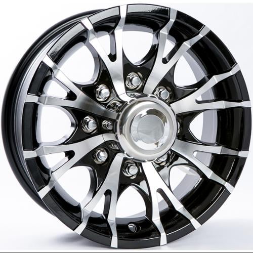 eCustomrim Trailer Wheel Black Rim 16 x 6 V-Spoke Style (8 Lug On 6.5") 4.90"CB
