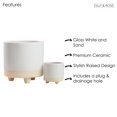 thumbnail image 2 of Olly & Rose Ceramic Plant Pots Indoor on Legs Round - White Sand Planter Set 2 Indoor & Outdoor, 2 of 6