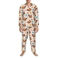 thumbnail image 3 of Xecao Forest Squirrel Nuts Print Pajamas Set Mens Pajamas Long Sleeve Loungewear Two-Piece Sleepwear Button-Down Pjs Set,2PJS-XX-Large, 3 of 7