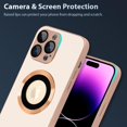 thumbnail image 3 of for iPhone 14 Pro Max Phone Case Magnetic AG Glass Frosted Case with Camera Lens Protector for iPhone 14 Pro Max Compatible with Magsafe Slim Full Body Protective Cover for Women Men-Gold, 3 of 6