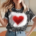 thumbnail image 2 of mihongmao Valentine Shirts for Women Plus Size Women Round Neck Print Casual Print Short Sleeved Short Sleeved Round Neck Top/shirt Black S, 2 of 7