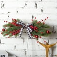 thumbnail image 6 of Christmas Swags for Decorating Artificial Cedar Garland Swag with Red Berries and Plaid Bowknot Christmas Hanging Swag for Windows Wall Mantel Staircase Indoors Outdoor, 6 of 7