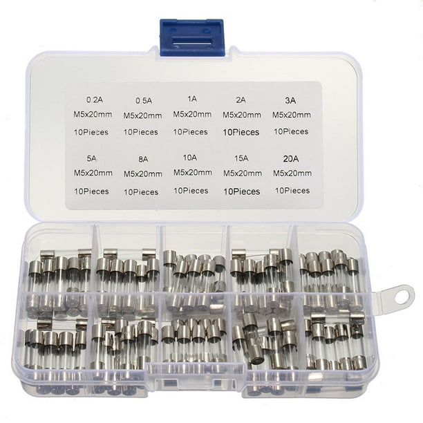 Caja fusibles 100 Uds 5X20 10 piezas cada una 10 valores resistencia fusible 5*20MM 0.2A-20A
