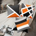 thumbnail image 2 of Set of 4 Throw Pillow Covers Modern Abstract Stripe Simple Geometric Acrylic Bold Decorative Pillow Cases Home Decor Square 16x16 Inches Pillowcases(Black Grey Orange), 2 of 5