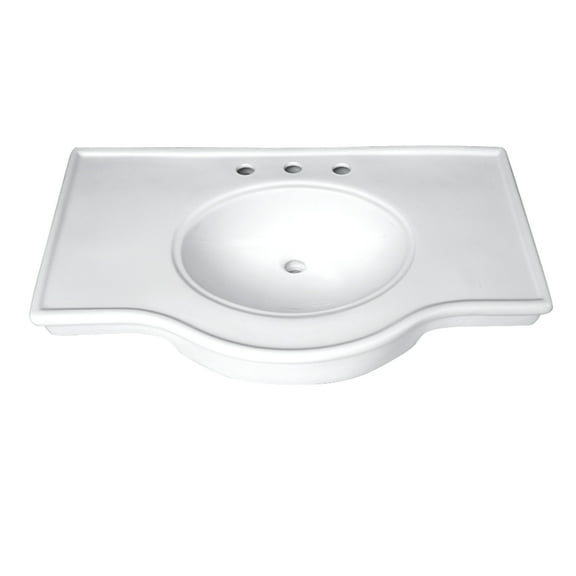 Kingston Brass VPB1378B Templeton 37" Ceramic Console Sink (8-Inch, 3-Hole), White