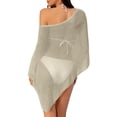 thumbnail image 4 of Sewkxo Women Sheer Poncho Top Knit Crochet Lightweight See Through Shawl Summer Shrug Beach Cover Up,Gold One Size, 4 of 4