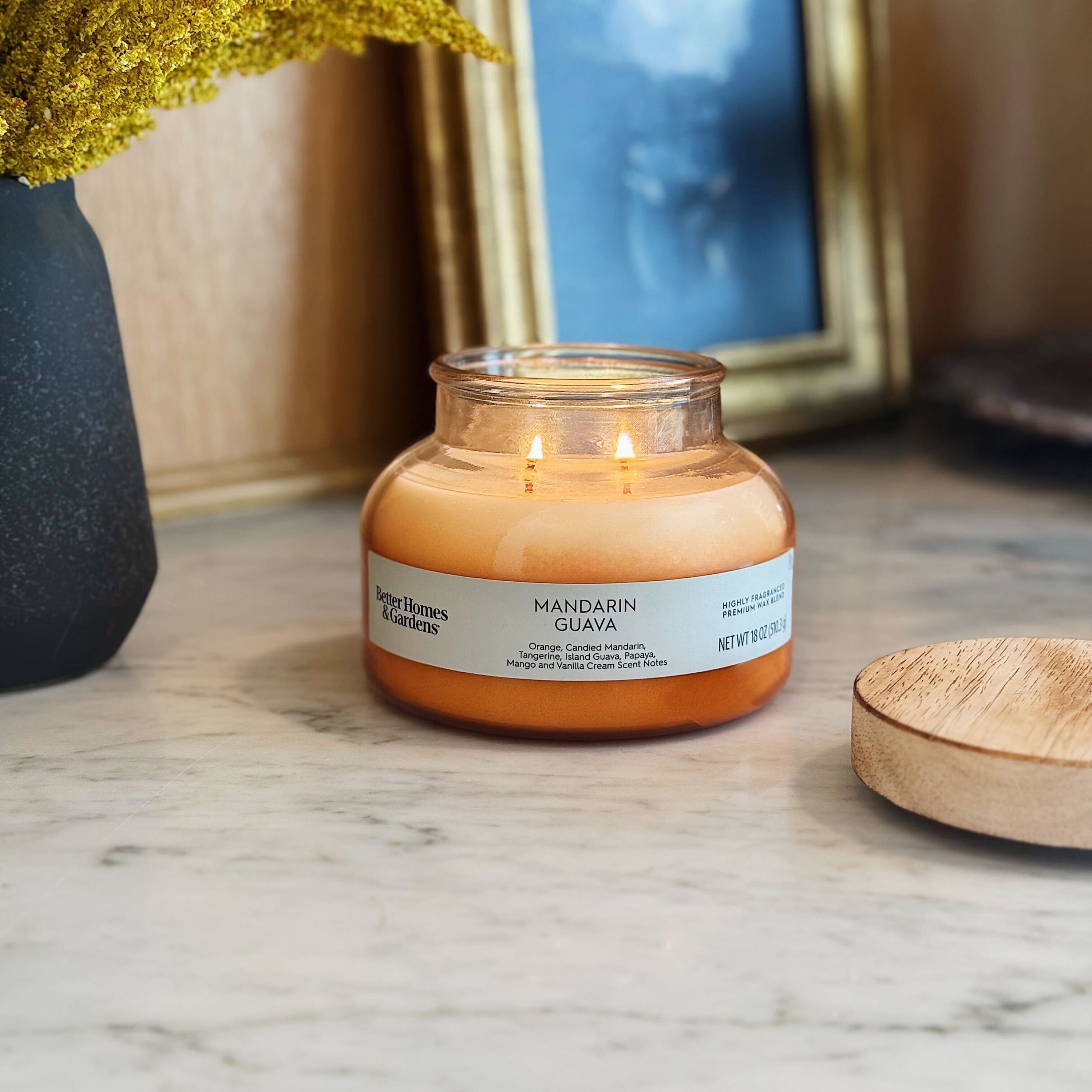 Better Homes and Gardens Mandarin and Guava Scented 2-Wick Ombre Jar Candle 18oz.