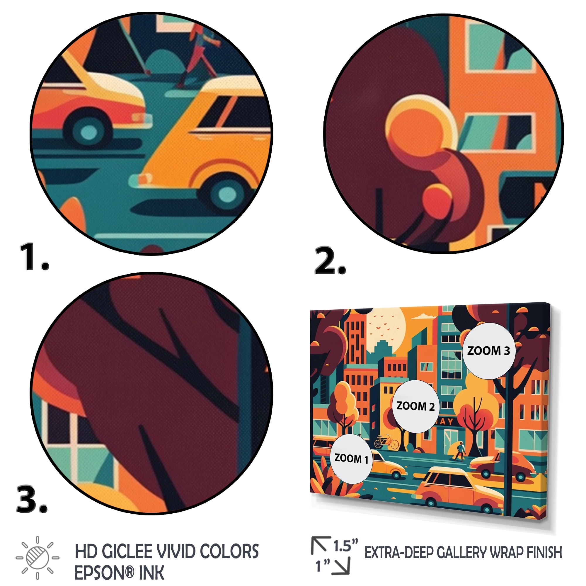 Designart Colorful Cityscape Cars II Canvas Wall Art