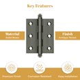 thumbnail image 2 of Deltana CH2520U15A 2-1/2" x 2" Hinge, w/ Ball Tips in Antique Nickel, 2 of 5