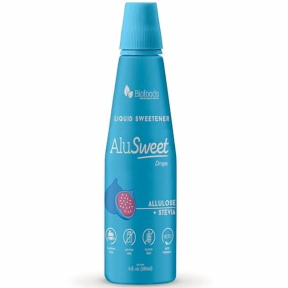 AluSweet Allulose Stevia Liquid Drops Sugar-free Sweetener 6 oz Zero Calories Sugar Alternative Unflavored Keto Diabetic-Friendly for any Beverage Baking