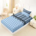 thumbnail image 5 of Castle Fairy Minimalism Stripe Layout Twin Sheets 3pcs,Retro Lace Accent Bedding,Sky Blue Black,1 Flat Sheet, 1 Fitted Sheet and 1 Pillowcase, 5 of 7