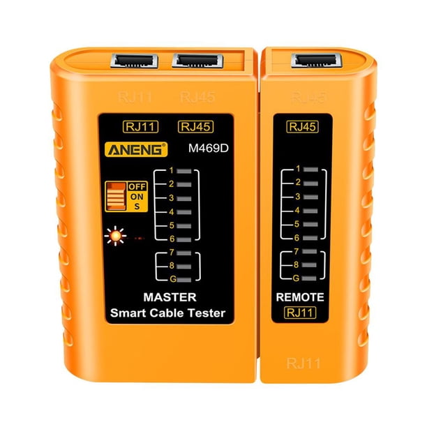 ANENG M469D RJ45 RJ11 Probador de cable de red Detector de línea telefónica (Amarillo) Tmvgtek Piezas de repuesto para herramientas