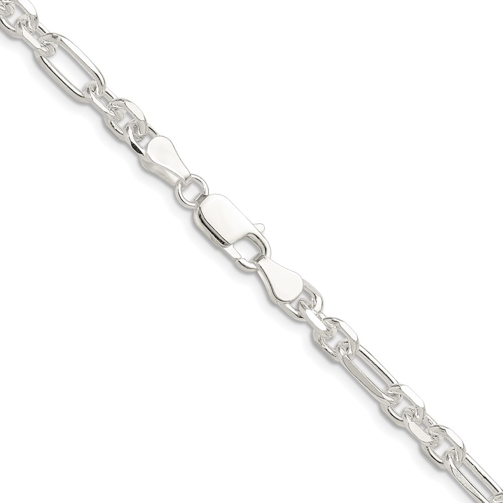 Diamond2Deal 925 Sterling Silver Diamond-Cut 6mm 3 Short Plus 1 Long Cable Link Chain Necklace for Men 24"