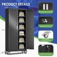 thumbnail image 3 of AUEYTVR 75" Tall Metal Garage Storage Cabinet with Wheels and Locking Doors and Tall Rolling Steel Tool Cabinet with 5 Adjustable Shelves for Garage,Home,Office,Shop (Black), 3 of 12