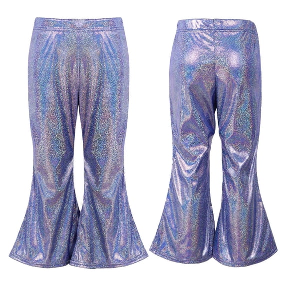 inhzoy Little Big Kids Shiny Metallic Elastic Bell Bottoms