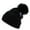 Grey/Black, variant on Decky Giant Pom Beanies Uncuffed Fuzzy Ball Top Warm Caps Hats Ski Winter