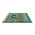 thumbnail image 2 of Ahgly Company Machine Washable Indoor Square Persian Turquoise Blue Traditional Area Rugs, 8' Square, 2 of 4