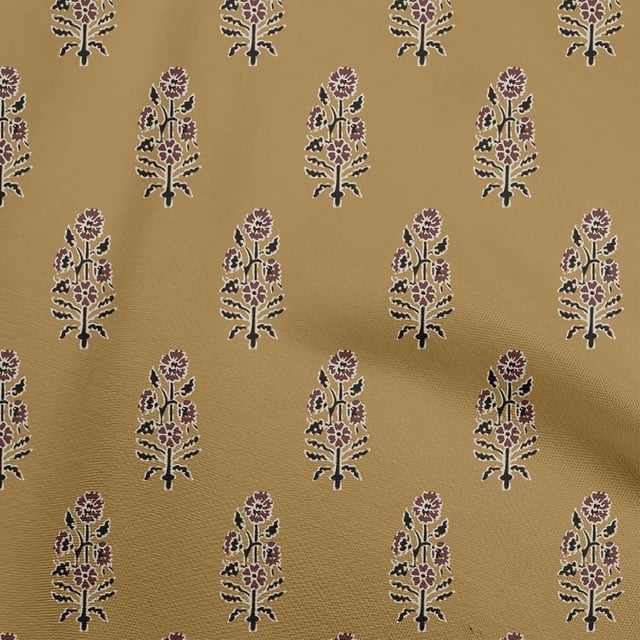 oneOone Rayon Brown Fabric Asian Block Floral Sewing Craft Projects Fabric Prints By Yard 56 Inch Wide