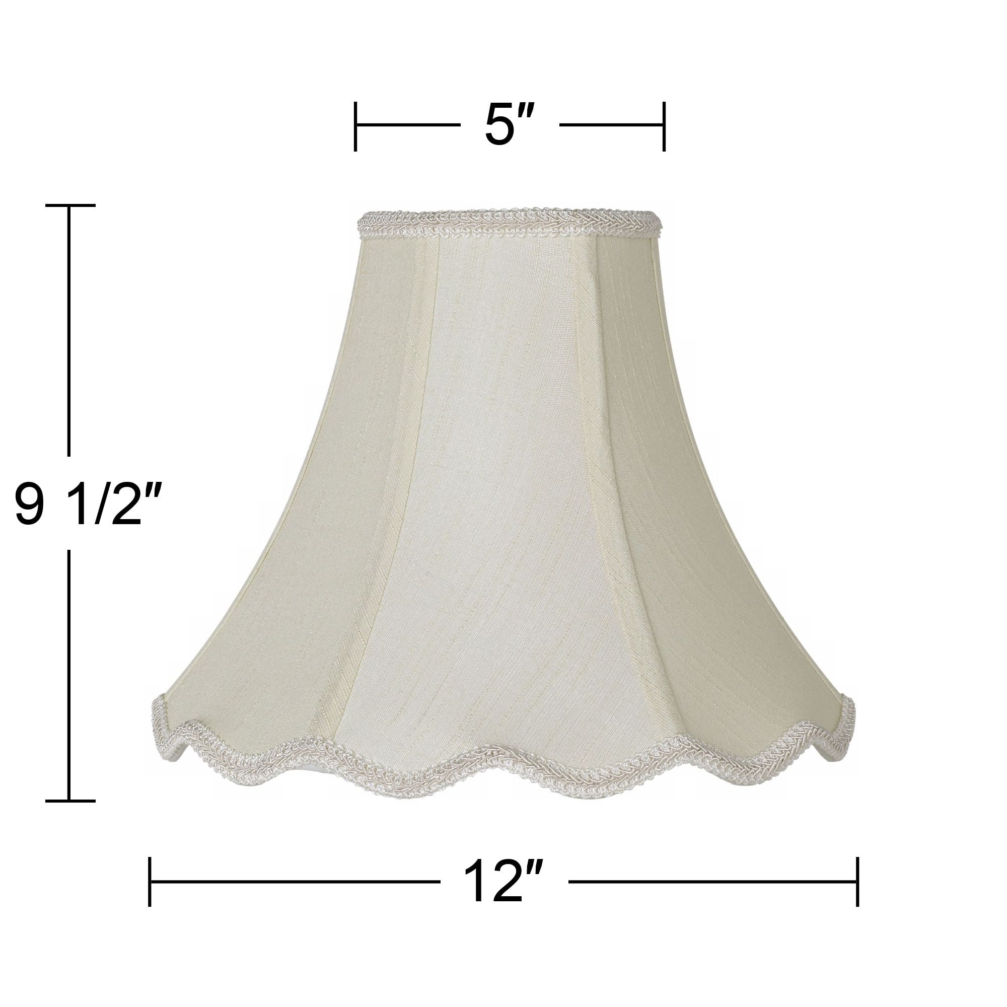 Imperial Shade Creme Small Scallop Bell Lamp Shade 5" Top x 12" Bottom x 10" Slant x 9.5 High (Spider) Replacement with Harp and Finial