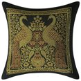 thumbnail image 2 of Stylo Culture Ethnic Boho Black And Gold Linen Throw Pillow Covers Peacock Floral 12x12 Jacquard Weave Banarsi Decorative Sofa Throw Pillow Covers Brocade 30x30 cm Cushion Covers (Set Of 5), 2 of 4