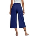 thumbnail image 3 of 3 Packs Womens Capris for Lounge Comfy High Waisted Wide Leg Elastic Waist Office Gaucho Pants Crossover Tummy Control Yoga Cropped Pants Blue L, 3 of 6