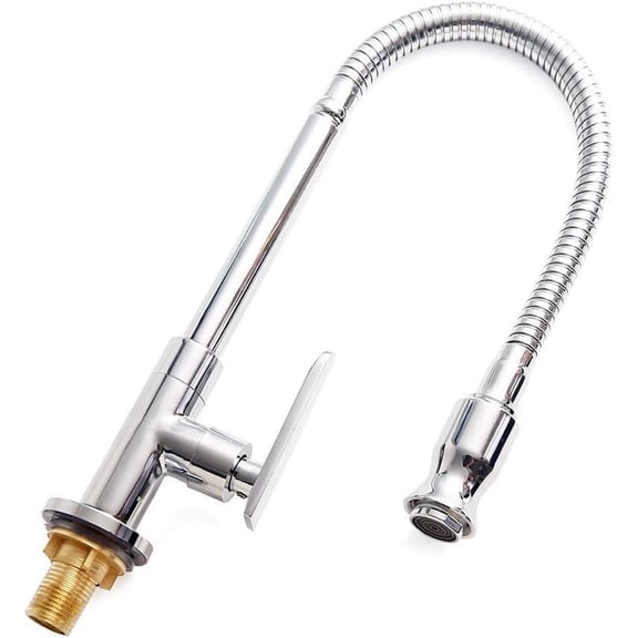 Single Lever Flexible Pull Out Kitchen Water Tap Sink Faucet Single-Tube Cold Water Basin Taps Vanity Vessel Faucets Deck Mount Chrome Finish