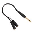 thumbnail image 2 of Dual 1/8 Inch Female to 1/4 Inch Male Y Splitter Cable 6.35mm Mono Male to Dual 3.5mm Female TRRS Sound Cable 9.8in, 2 of 8