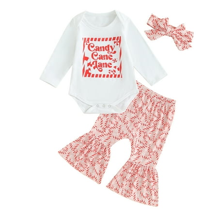 

Girl Christmas Letter Long Sleeve Romper + Flare Pants + Headband