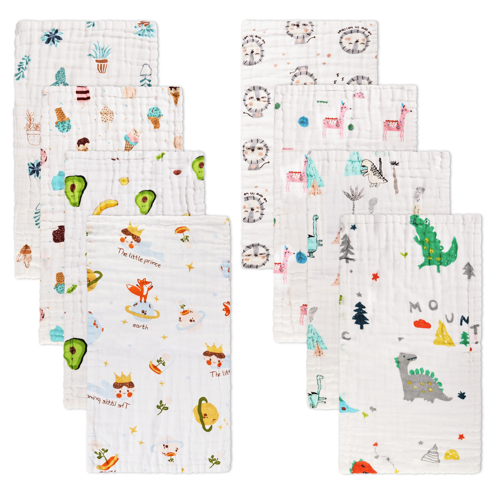 8 Pack Muslin Baby Burp Cloths Premium Cotton Burping Rags for Newborn