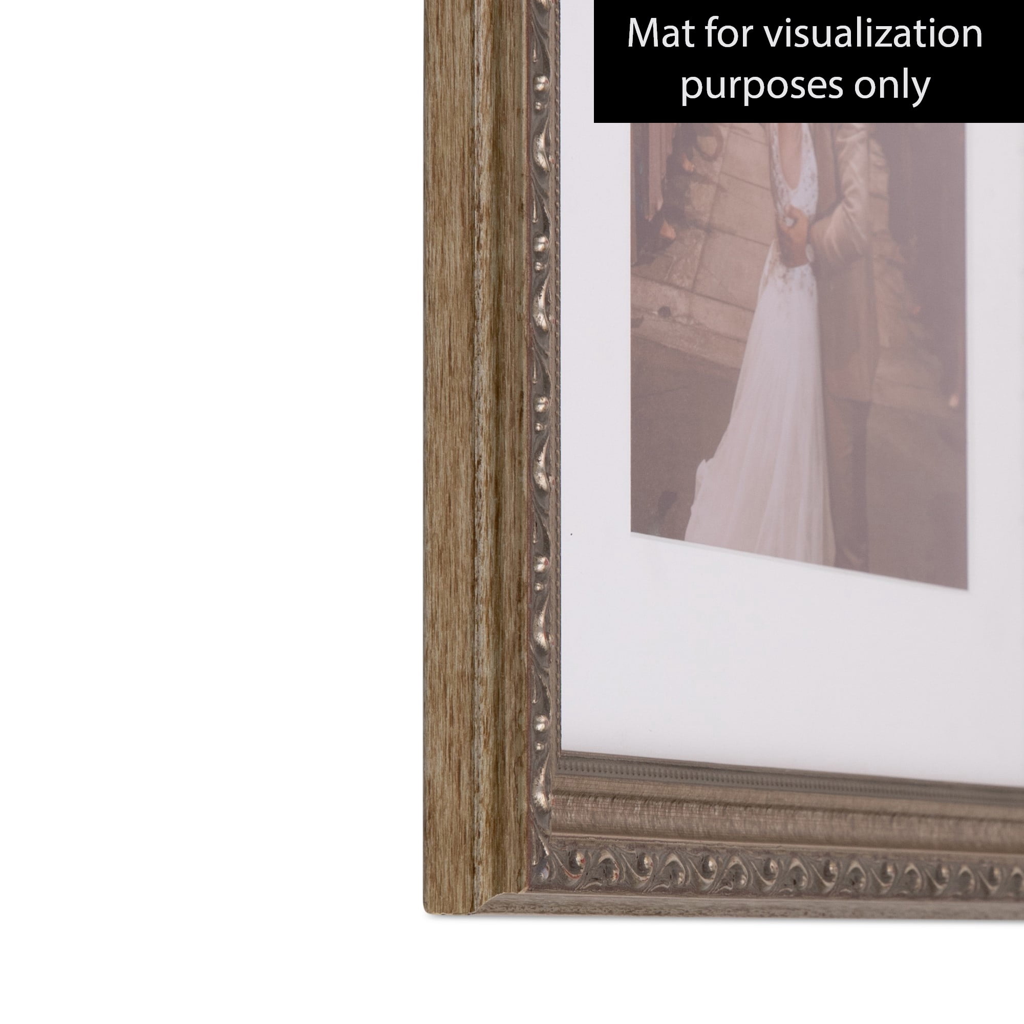 ArtToFrames 11" x 14" Antique Silver Picture Frame, 11x14 inch Silver Wood Poster Frame (WOM-4562)