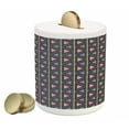 thumbnail image 1 of Tribal Piggy Bank, Chevron Zigzag with Dot and Vertical Lines Pattern Abstract Motifs, Ceramic Coin Bank Money Box for Cash Saving, 3.6" X 3.2", Pink Lilac Pale Green, by Ambesonne, 1 of 4
