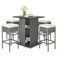 thumbnail image 4 of Costway 5 PCS Outdoor Wicker Bar Table Set with Hidden Storage Shelves Bar Table  Stools, 4 of 12