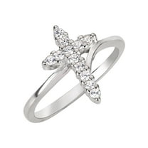 Clear Cubic Zirconia Christian Cross Ring Sterling Silver Size 7