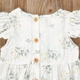 thumbnail image 6 of Newborn Baby Girl Summer Outfit Floral Romper Sleeveless Ruffle Cotton Bodysuit with Headband Set Infant Cute Clothes, 6 of 7