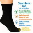 thumbnail image 5 of Women's Diabetic Ankle Socks - 3 Pairs, Soft Cotton, Non-Binding, Seamless Toe, Circulation Support, Shoe Size 5-7 (Black), 5 of 9