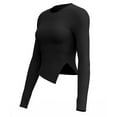 thumbnail image 6 of Womens Tops Long Sleeved Slit Sports Fitness Yoga Slim Suit Top,Tops for Women Black M, 6 of 6