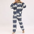 thumbnail image 3 of Defitshape Women's Flannel Onesies Pjamas Fleece Christmas Pj Loungewear Fluffy Fuzzy Hoodie Hood Navy Large, 3 of 5